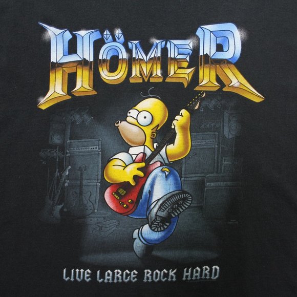 Vintage Homer Simpson 2005 Rock Music Short Sleeve Black T Shirt Top sz XL - Picture 3 of 5